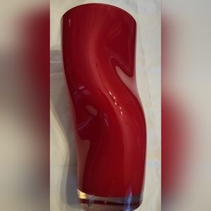 Red Orrefors Sweden "Squeeze" vase
